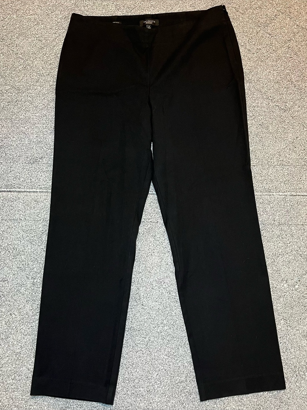 Talbots Classic Side Zip Pants Womens Size 14 Black Trouser High Rise Pull On